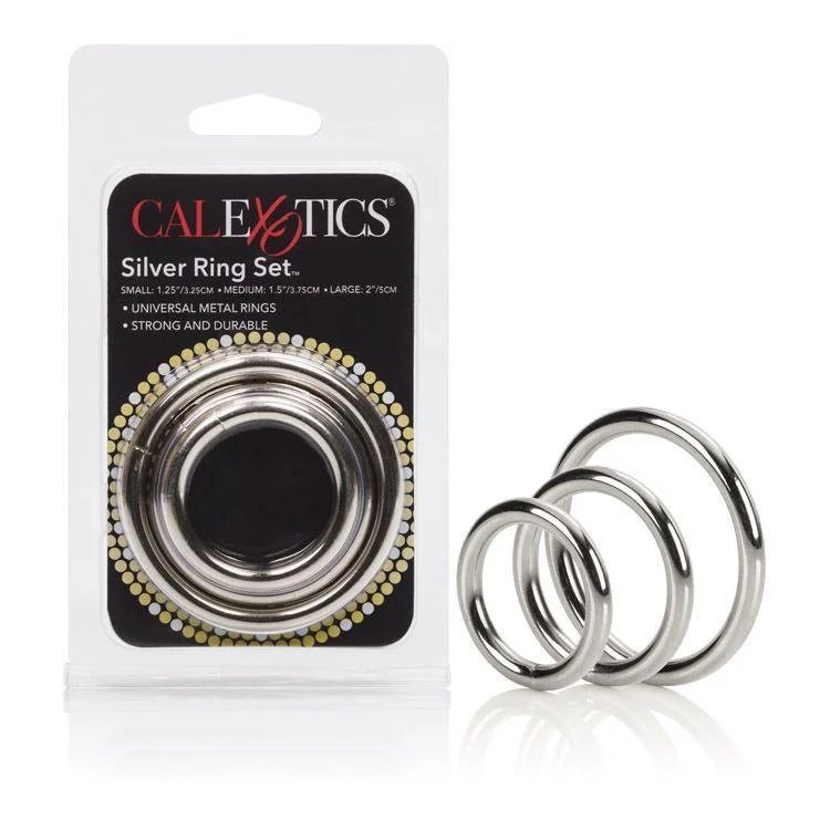 anal toy for deep penetration and stimulation accessories-California Exotics - 3 Size Silver Ring Set