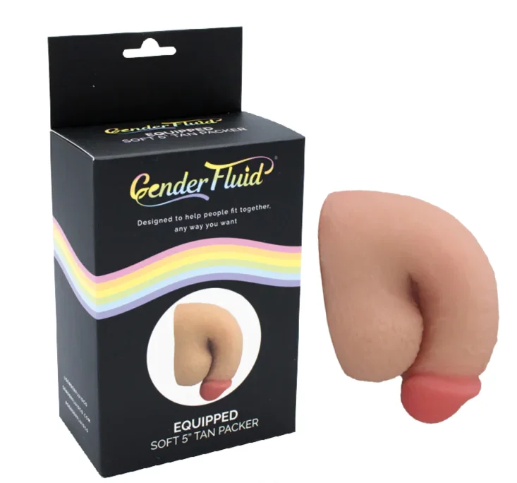 vibrating G-spot dildo with app control accessories-Gender Fluid EQUIPPED SOFT PACKER Tan 5 inch