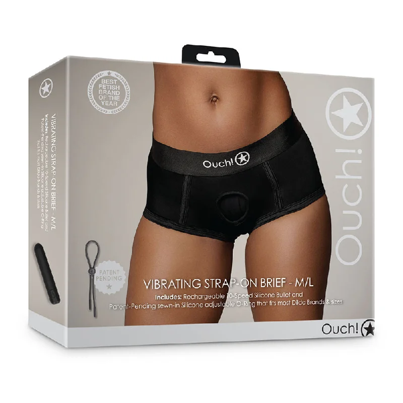 sexy-lingerie-for-romance-Shots Ouch! Vibrating Strap-on Brief Black M/L