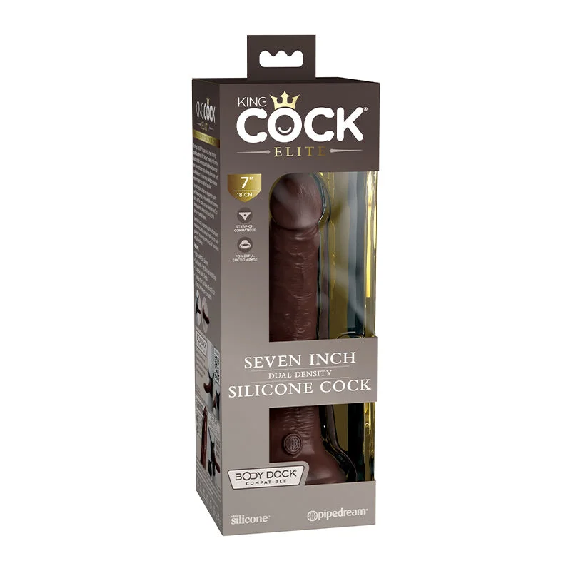 vibrating anal toy with custom settings accessories-King Cock Elite 7 Inch Silicone Dual Density Cock  - Brown