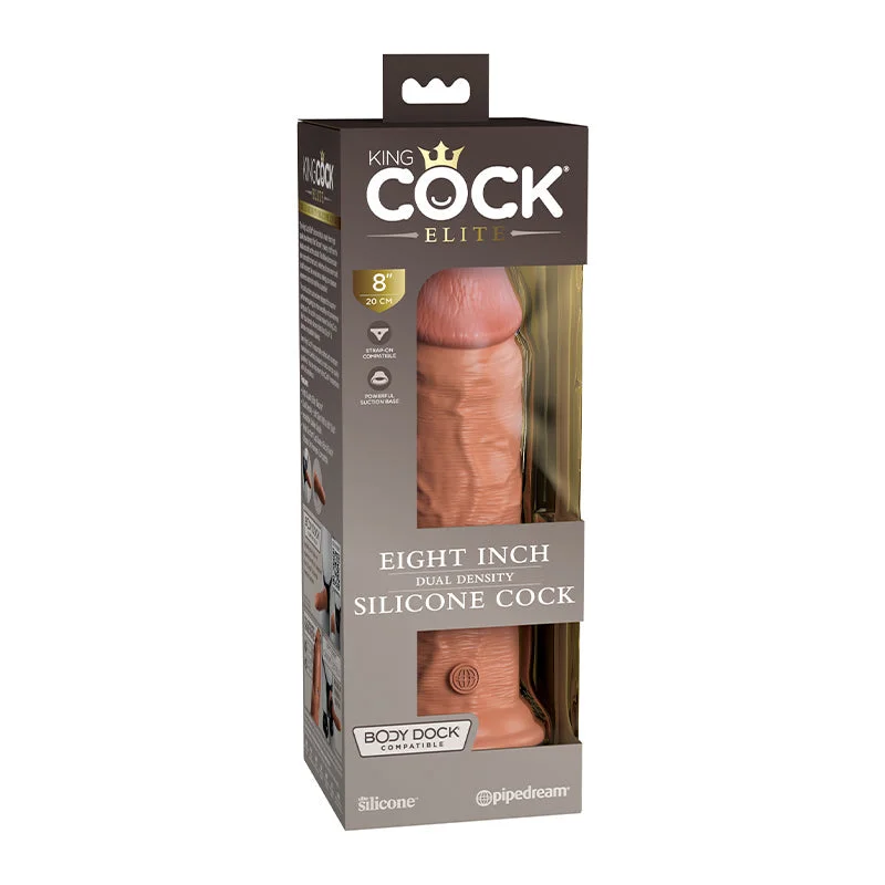 silicone vibrating anal massager for beginners accessories-King Cock Elite 8 Inch Silicone Dual Density Cock  - Tan