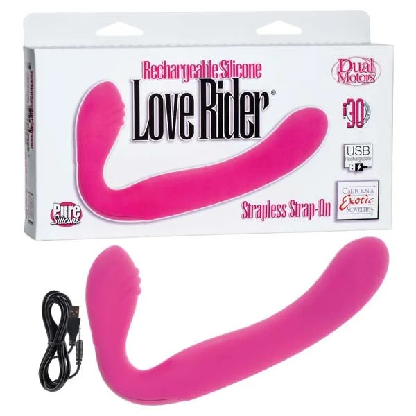 vibrating sex toy with waterproof design accessories-RECHARGEABLE LOVE RIDER STRAPLESS STRAP ON PURPLE