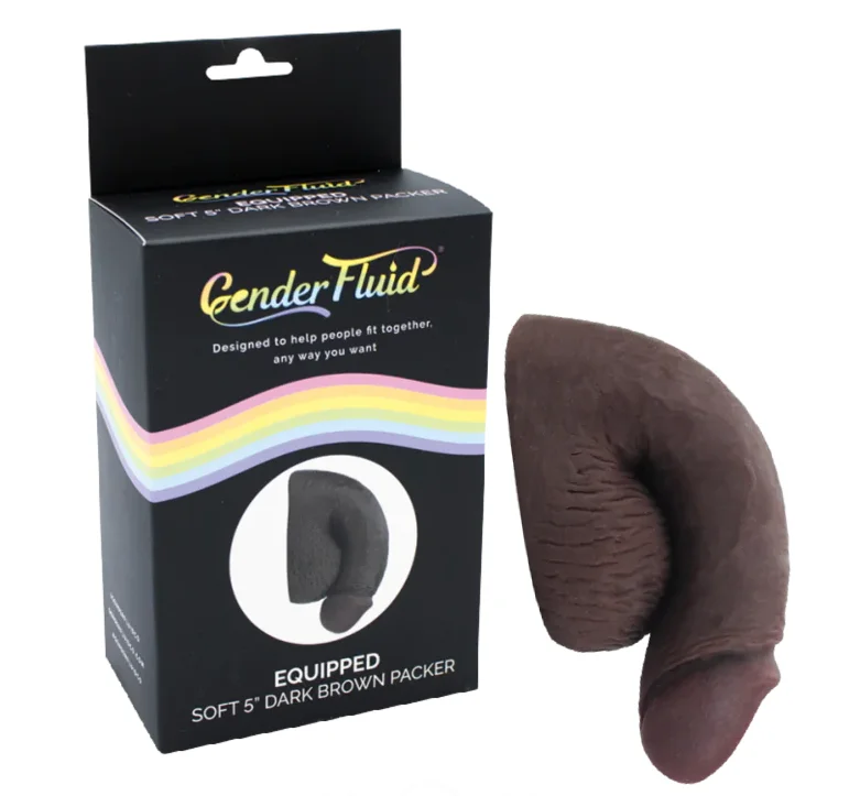 vibrating prostate massager with adjustable speed accessories-Gender Fluid EQUIPPED SOFT PACKER Dark Brown 5 inch