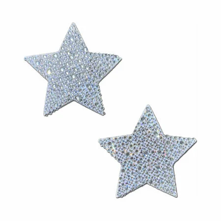 sexy-lingerie-with-high-cut-Pastease Crystal Sparkling Star Pasties Silver