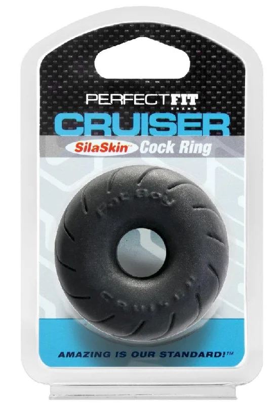 silicone-based vibrating toy accessories-Cruiser Ring 2.5in SilaSkin Black