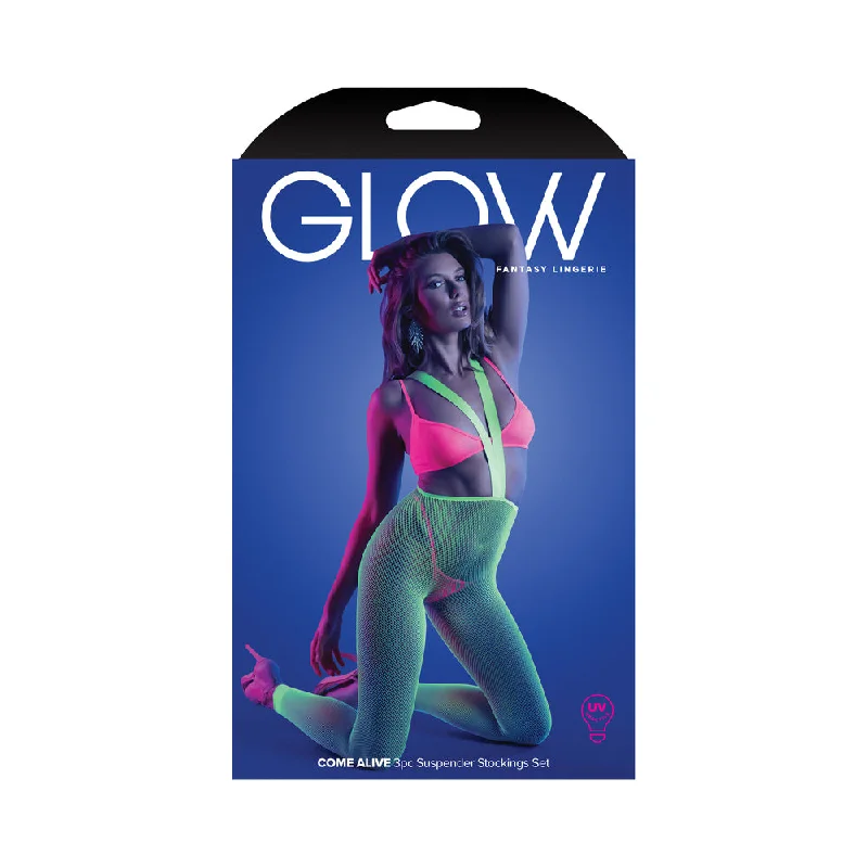 sexy-lingerie-with-chiffon-trim-Fantasy Lingerie Glow Come Alive Set Neon Green Queen