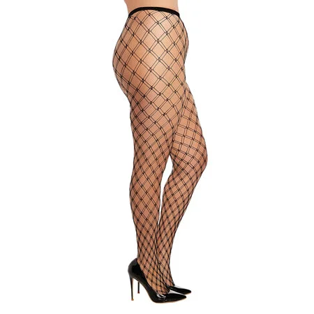 sexy-lingerie-for-subtle-sexy-Dreamgirl Double-Knitted Fence-Net Pantyhose Black OSQ