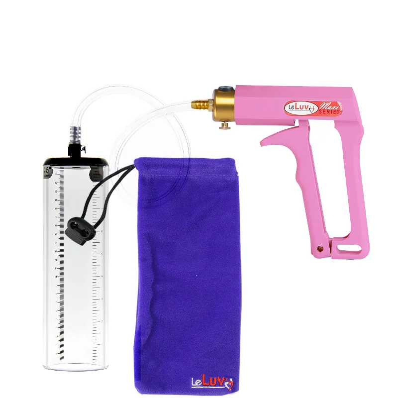 vibrating sex toy with adjustable vibrations accessories-LeLuv Maxi Pink Handle Clear Hose | Penis Pump | 9" Thick-Walled Cylinder