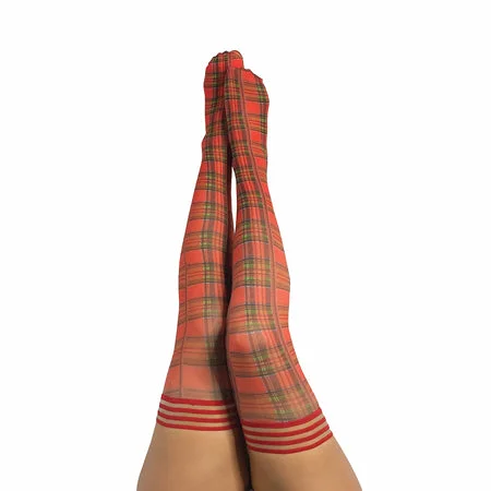 sexy-lingerie-for-modern-women-Kixies Grace Plaid Thigh-High Red Size D