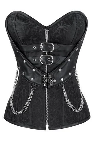 vibrating sex toy for couples with multiple settings accessories-Baristow Black Brocade Gothic Overbust Corset