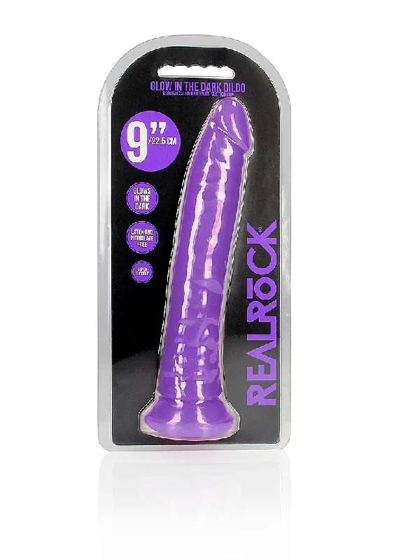 vibrating cock ring for enhancing sensation accessories-9" Inch Slim Glow in the Dark Neon - Purple