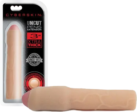 vibrating cock sleeve for greater intimacy accessories-CYBERSKIN 3 INCH XTRA THICK UNCUT EXTENSION VEINED