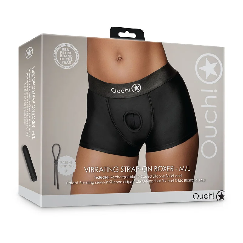 sexy-lingerie-with-suspender-Shots Ouch! Vibrating Strap-on Boxer Black M/L