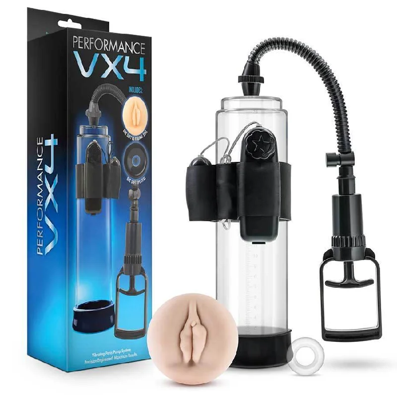 vibrating cock sleeve for faster orgasm accessories-Vibrating Performance VX4 Penis Pump Erection Enhancement System by Blush Novelties