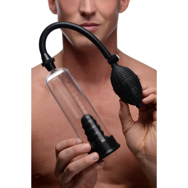 vibrating cock sleeve with multiple vibration modes accessories-Deluxe Penis Pump With Suction Sleeve