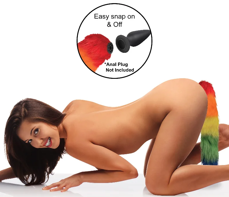 vibrating anal toy for travel accessories-Interchangeable Rainbow Fox Tail