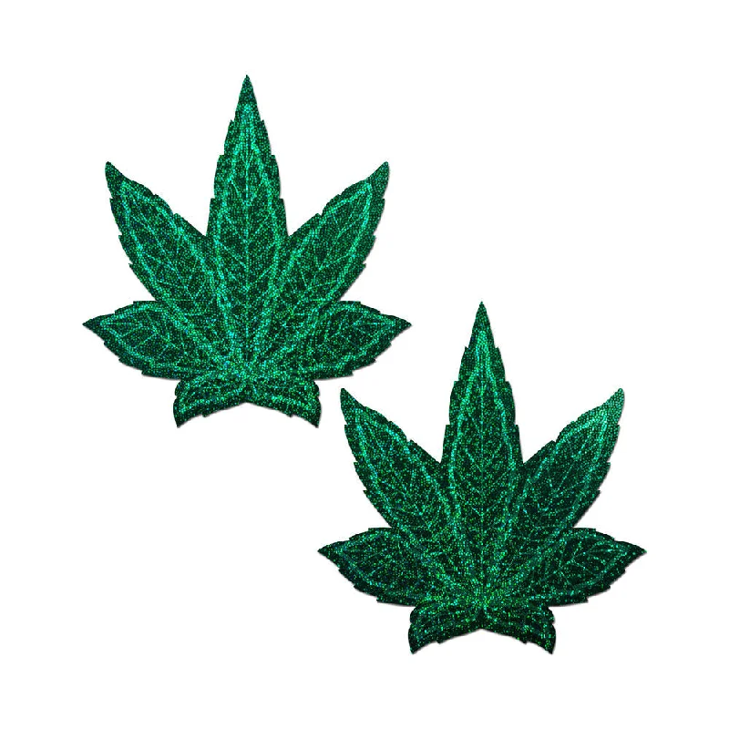 sexy-lingerie-for-playful-night-Pastease Pot Leaf Glitter Green Full Breast Covers Support Tape