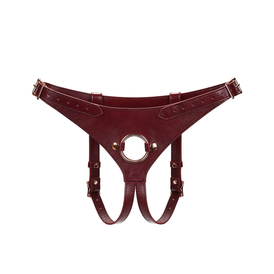 vibrating massaging toy for couples accessories-Deluxe Leather Strap On Harness by Liebe Seele