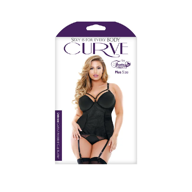 vibrating dildo for vaginal and anal use accessories-Odessa Molded Cup Bustier With Matching Panty Black - 3X/4X Boxed