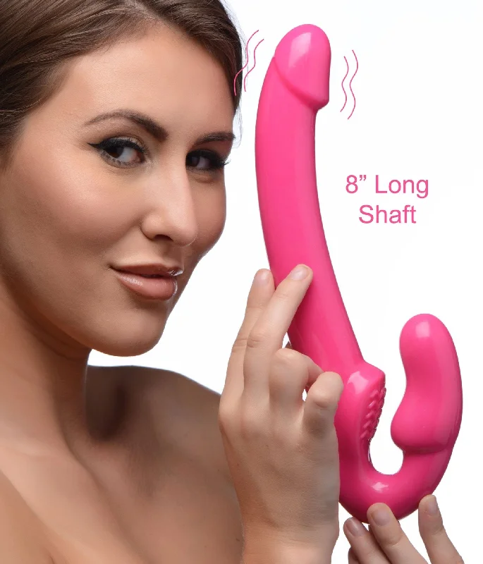 vibrating G-spot massager with remote control accessories-7X Revolver Slim 8 inch Vibrating Strapless Strap-on