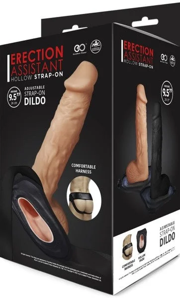 anal plug for men with vibrating function accessories-ERECTION ASSISTANT HOLLOW STRAP ON FLESH 9.5 INCH