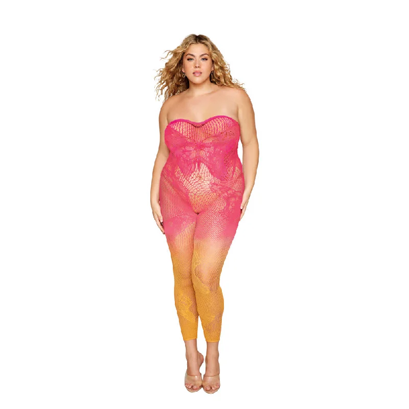 sexy-lingerie-for-coquette-Dreamgirl Versatile Butterfly Fishnet Bodystocking Watermelon Mimosa Queen Size