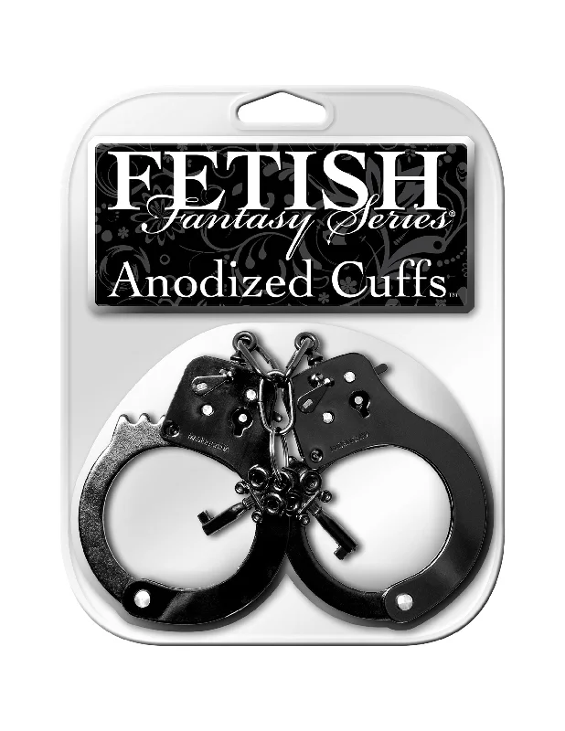 vibrating nipple clamps for enhanced stimulation accessories-Fetish Fantasy Series Anodized Cuffs - Black