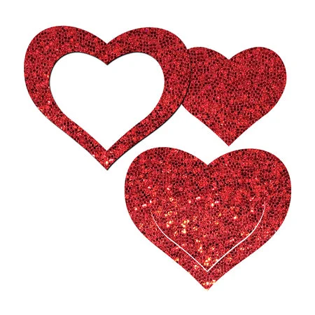 sexy-lingerie-for-sophisticated-sexy-Pastease Peek-a-Boob: Red Glitter Heart Frame & Center Nipple Pasties