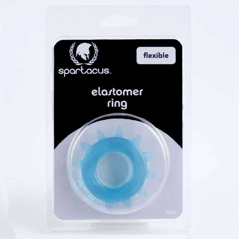 vibrating sex toy with adjustable vibrations accessories-ELASTOMER C RING STUD BLUE