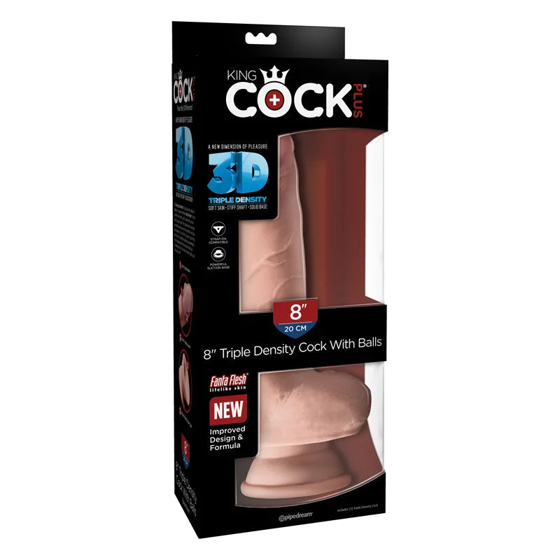 waterproof vibrating dildo with remote accessories-King Cock Plus Triple Density 8 Inch Cock With Balls - Flesh