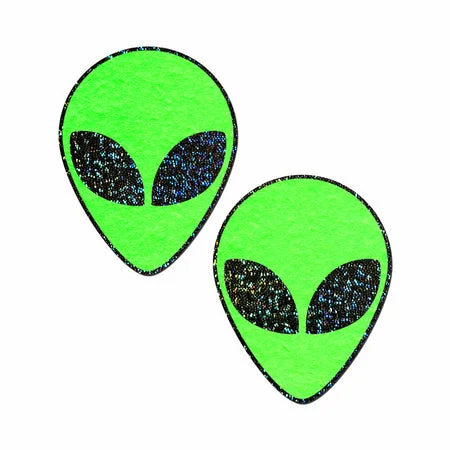 sexy-lingerie-with-floral-lace-Pastease Glow-in-the-Dark Glitter Alien Pasties Green