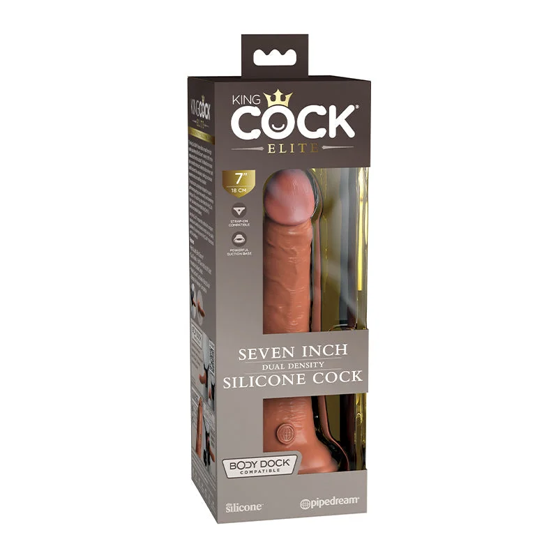 vibrating butt plug with variable speed settings accessories-King Cock Elite 7 Inch Dual Density Silicone Cock  - Tan