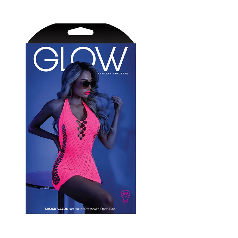 sexy-lingerie-for-glamorous-night-Fantasy Lingerie Glow Shock Value Net Halter Dress Neon Pink O/S