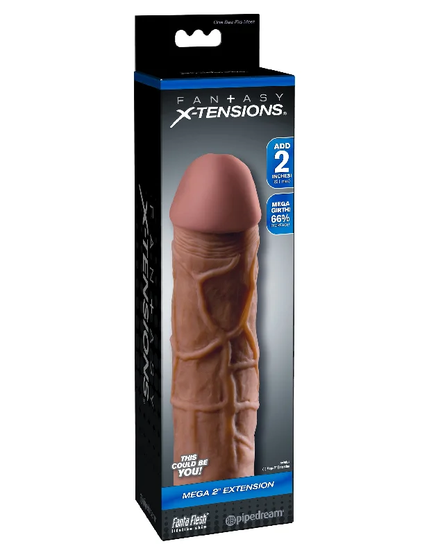 vibrating G-spot massager with remote control accessories-Fantasy X-Tension Mega 2-Inch Extension - Brown