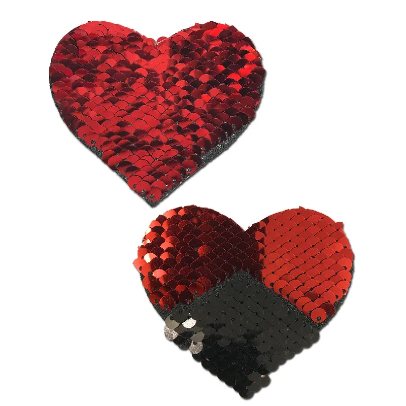 sexy-lingerie-with-half-cup-Pastease Color Changing Sequin Heart Pasties Red/Black