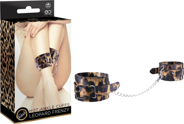 vibrating cock sleeve with different textures for men accessories-LEOPARD FRENZY HOT ANKLE CUFFS