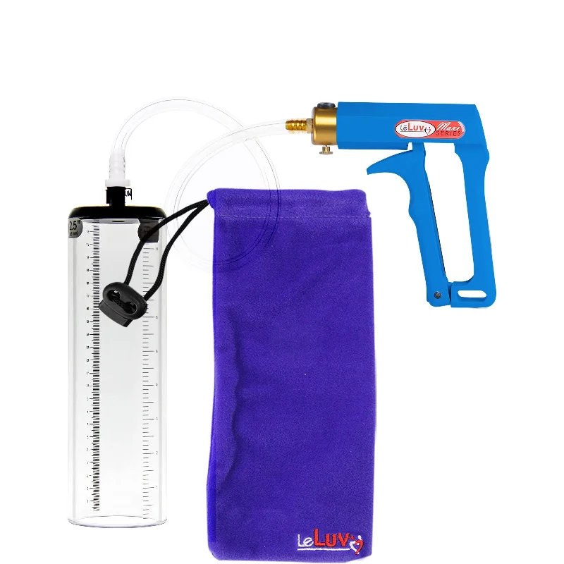 waterproof vibrating toy for anal stimulation accessories-LeLuv Maxi Penis Pump - Blue Handle, Clear Hose - Thick-Walled Cylinders