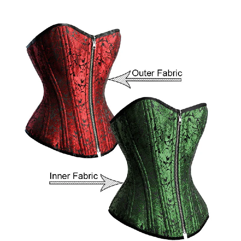 corset with leather panels-Dorothy Reversible Waist Training Corset