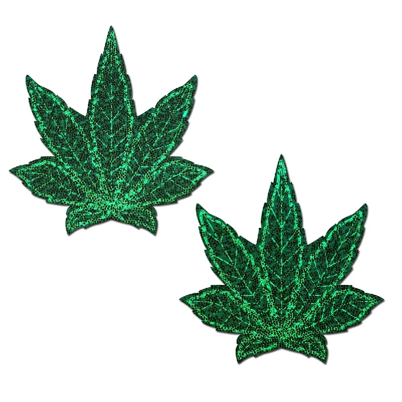 sexy-lingerie-for-subtle-charm-Pastease Glitter Pot Leaf Pasties Green