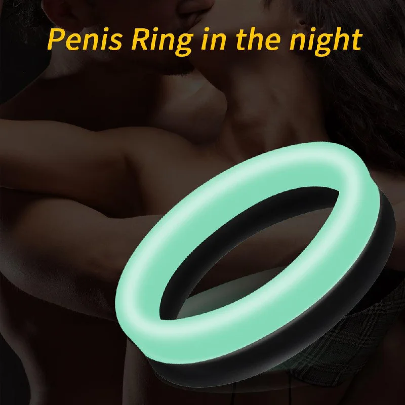 vibrating toy for G-spot and clitoral dual stimulation accessories-Double Layer Rubber Penis Ring - Black + Fluorescent