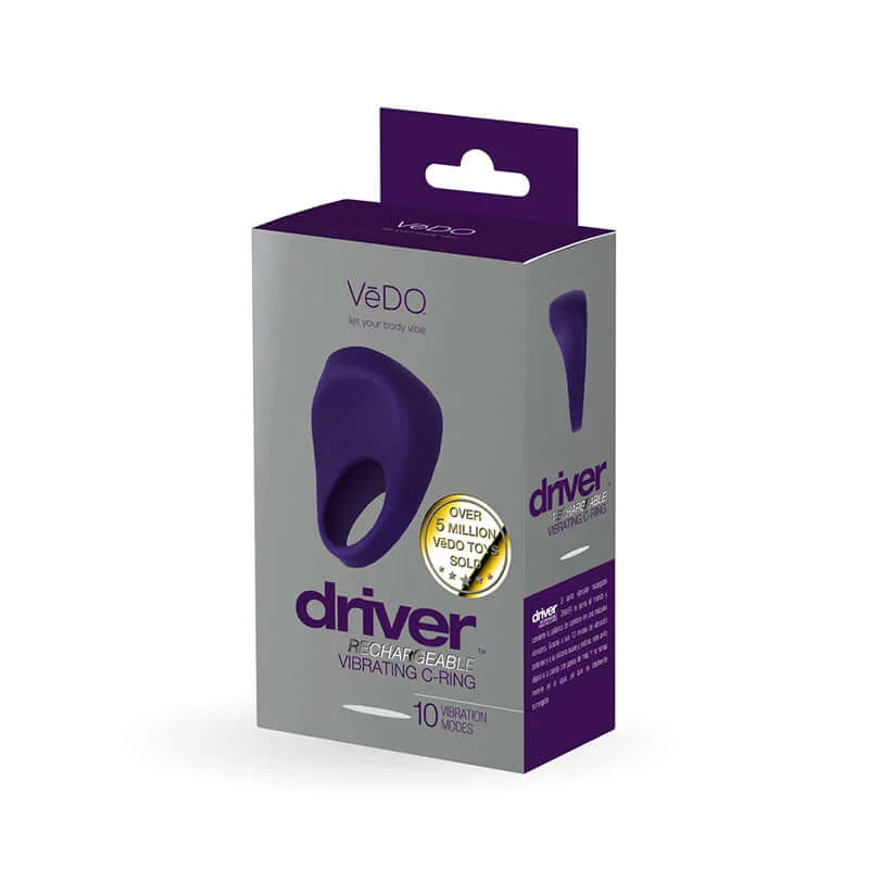 vibrating anal beads with ergonomic design accessories-Vedo Driver: Rechargeable Vibrating C-Ring in Lustrous Purple - Experience Elevated Intimacy