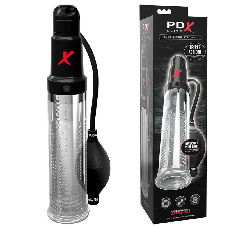 vibrating cock ring for quick arousal accessories-PDX Elite Suck-N-Pump | All-in-One Penis Pump and Stroker with Multi-Speed Vibrating Action