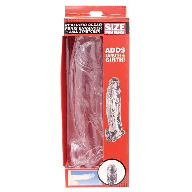 vibrating anal toy with discreet design accessories-XR - Size Matters Realistic Penis Enhancer and Ball Stretcher (Clear)