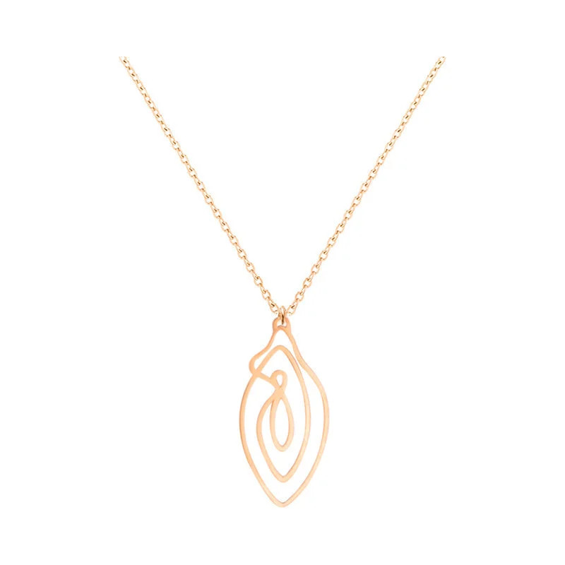 sexy-lingerie-with-velvet-trim-Biird Vulvii Vulva Necklace Rose Gold