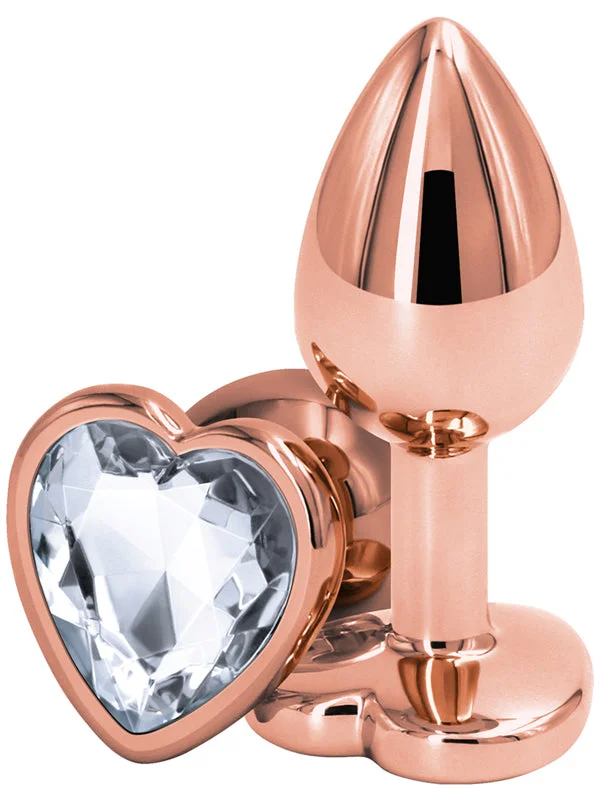 rechargeable vibrating anal toy for prostate stimulation accessories-Rear Assets Rose Gold Heart Small Clear