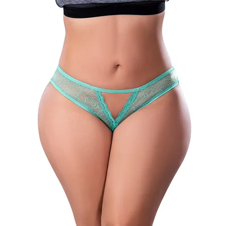 sexy-lingerie-with-off-shoulder-Magic Silk Soft Petals Crotchless Panty Aqua Queen Size