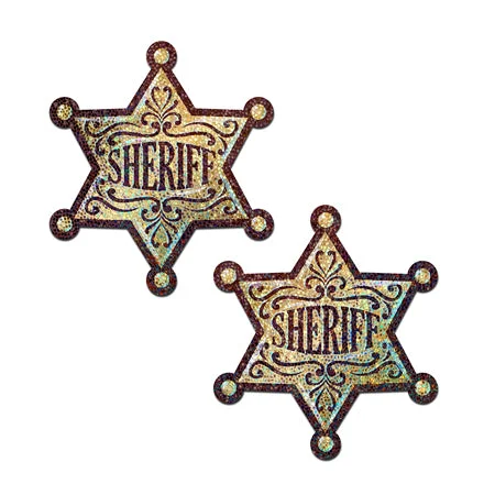 sexy-lingerie-for-glamorous-night-Pastease Sheriff Star: Glittering Golden Sheriff's Badge Nipple Pasties