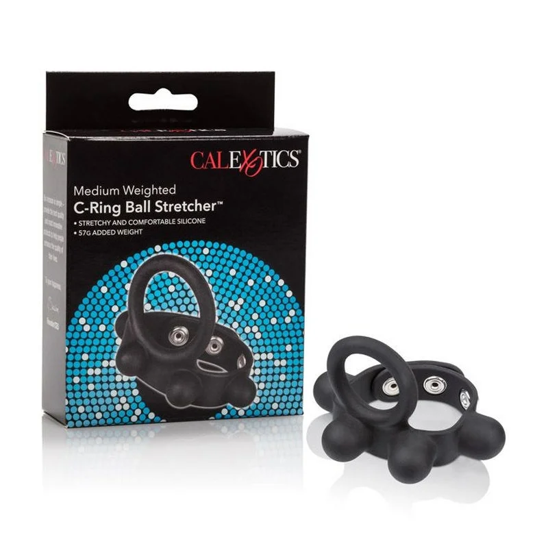 vibrating nipple clamps for enhanced stimulation accessories-Weighted C Ring Ball Stretcher Medium by Cal Exotics