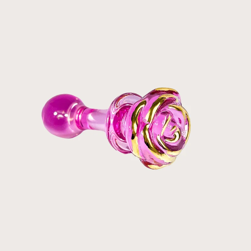 vibrating finger vibrator for men accessories-22K Pink Petal Glass Toy