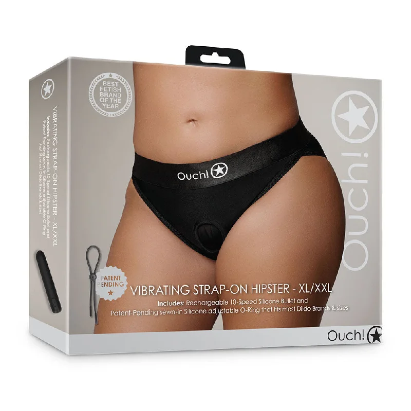 sexy-lingerie-with-thong-Shots Ouch! Vibrating Strap-on Hipster Black XL/2XL